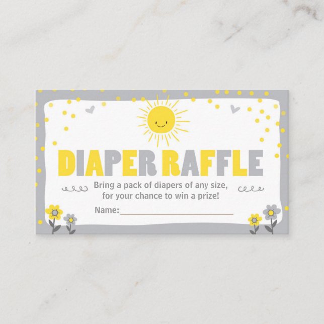 D'accompagnement Baby shower Déchets Carte Raffle Sunshine Neutre (Devant)