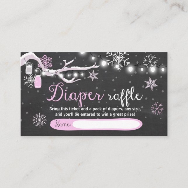 D'accompagnement Baby shower d'hiver Déchets Carte Raffle Fille Ros (Devant)