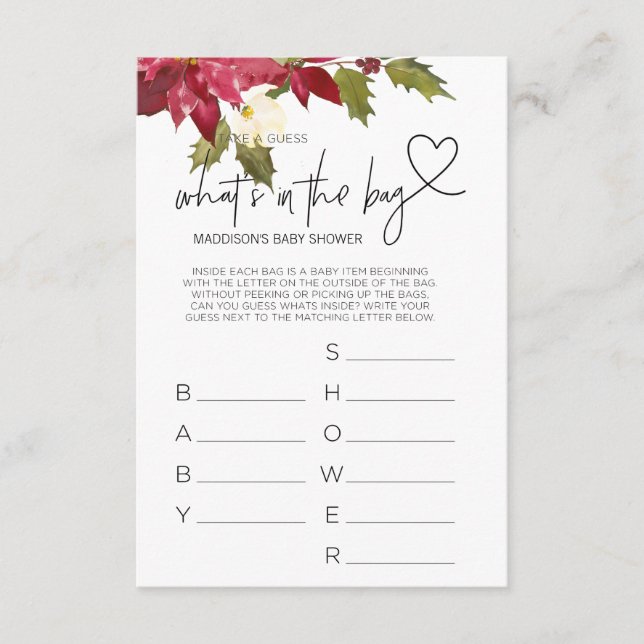 D'accompagnement Baby shower Games Baby shower de Noël Carte (Devant)