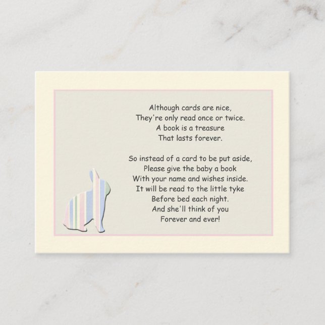 D'accompagnement Baby shower Livre Poem Rose Insérer carte (Devant)