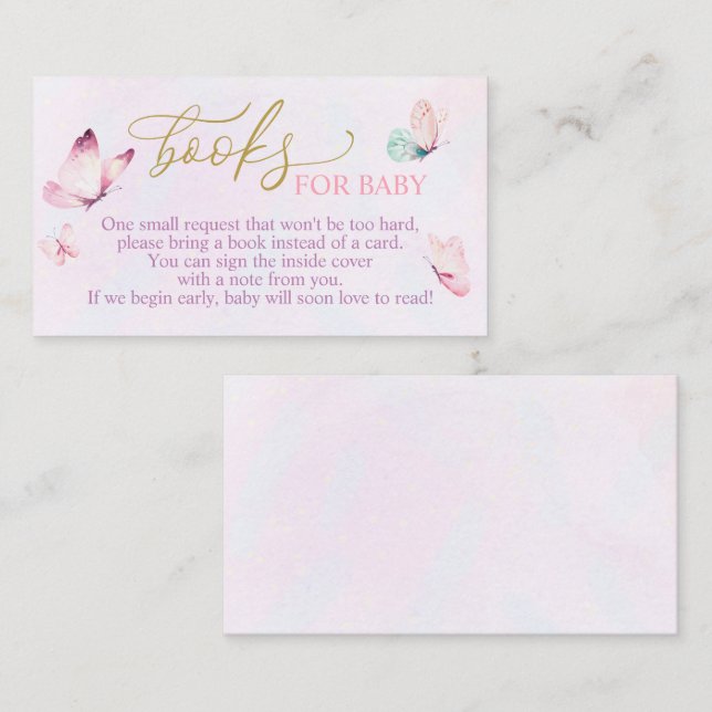 D'accompagnement Baby shower papillon Apportez une carte de livre (Devant / Derrière)