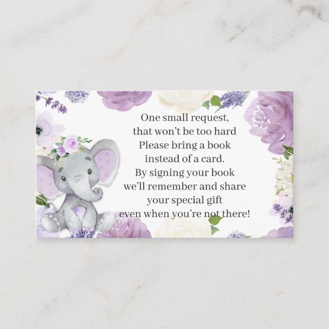 D'accompagnement Baby shower Purple Elephant Demande Carte (Devant)
