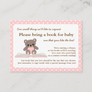 D'accompagnement Baby shower rose Teddy Livre Insérer carte de dema
