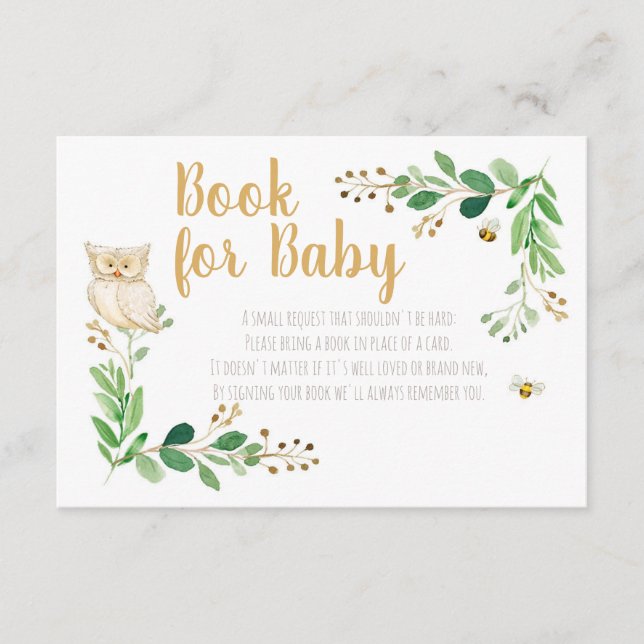 D'accompagnement Baby shower Woodland Apportez une carte de livre (Devant)