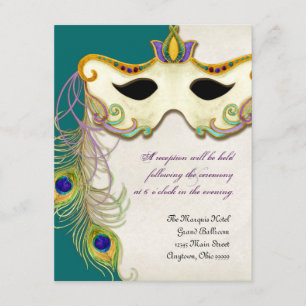 D'accompagnement Balle Mascarade Peacock - Carte de réponse RSVP