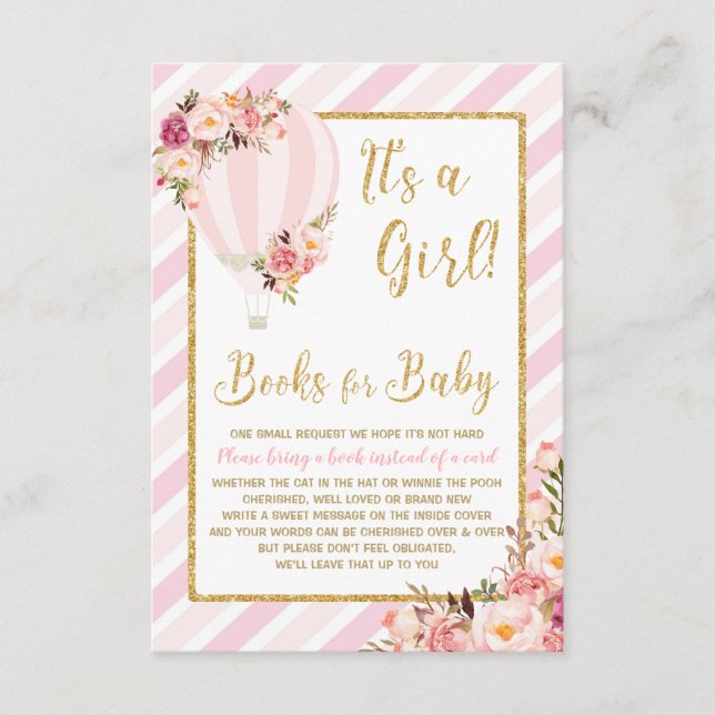 D'accompagnement Balloon à air chaud rose floral Apportez une carte (Devant)