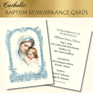D'accompagnement Baptême de bébé catholique Souvenir Carte Sainte