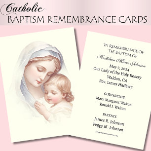 D'accompagnement Baptême de bébé catholique Souvenir Carte Sainte