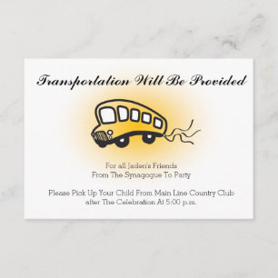 D'accompagnement Bar Bat mitzvah Transport Mini carte de bus