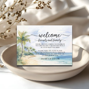 D'accompagnement Beach Palm Tree Bienvenue Sac cadeau Panier Carte