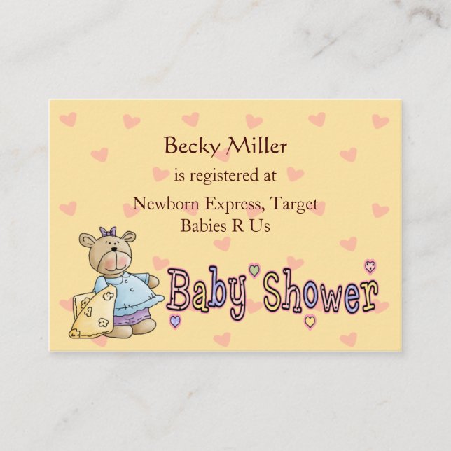 D'accompagnement Beary Special Celebration Baby Show Registre Carte (Devant)