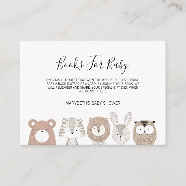 D'accompagnement Beau Baby shower Animaux Apportez Une Carte De Dem (Devant)