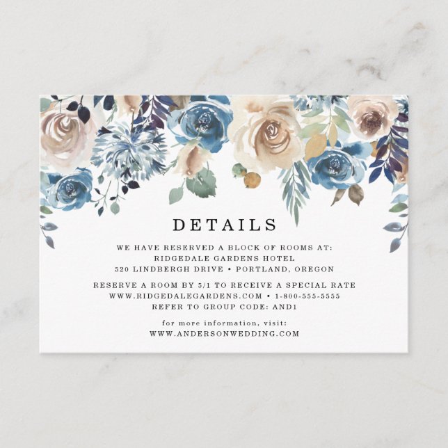 D'accompagnement Beauté en Fleurs | Carte de détails de mariage (Devant)