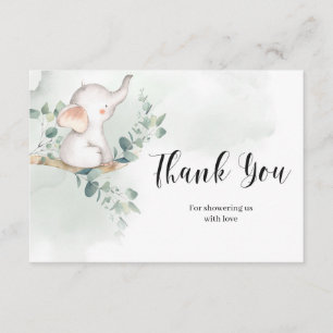 D'accompagnement Bébé éléphant vert eucalyptus carte de remerciemen