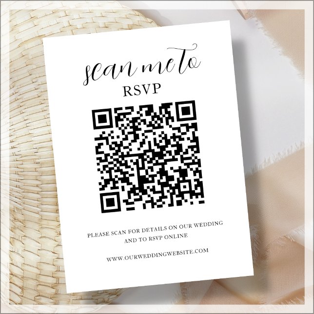 D'accompagnement Blanc | Code QR | Carte de réponse de mariage à jo (Créateur téléchargé)