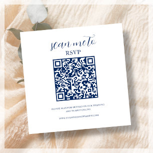 D'accompagnement Bleu et blanc   Carte de boîtier de code QR RSVP