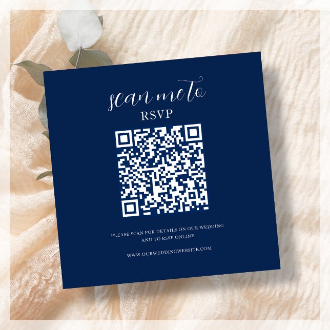 D'accompagnement Bleu Marine | Carte de boîtier de code QR RSVP (Créateur téléchargé)