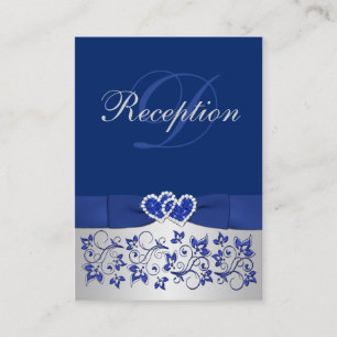 D'accompagnement Bleu RIBBON IMPRIMÉ, Carte de boîtier floral argen
