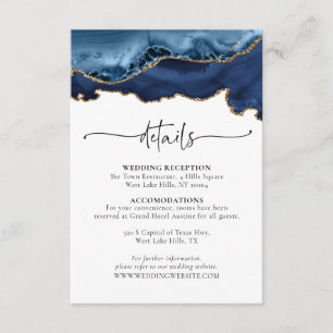 D'accompagnement Blue Gold Agate Mariage Détails Carte de boîtier