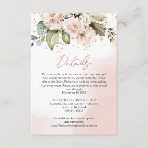 D'accompagnement Blush Rose Floral Boho Mariage Détails Carte Chic