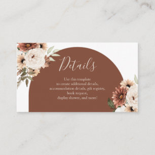 D'accompagnement Boho Arch Terracotta Baby shower Détails Carte