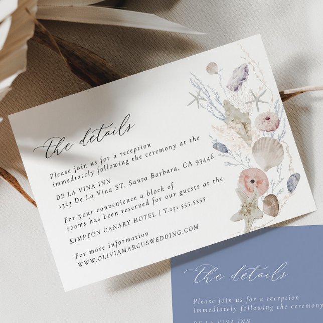 D'accompagnement Boho Beach Elegant Wedding Details Carte de clôtur (Details Card 2 Colors)