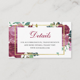 D'accompagnement Boho fleurs détails mariages. Carte d'insertion fl