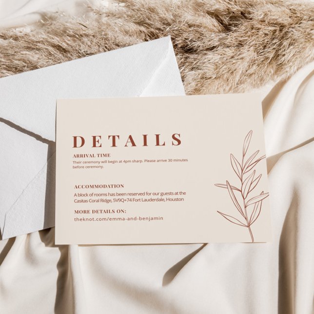D'accompagnement Boho Floral Détails Mariage Carte de boîtier (Créateur téléchargé)