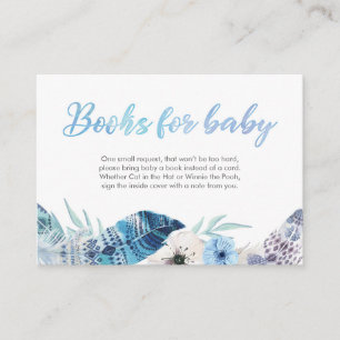 D'accompagnement Boho plume bleu Livres pour la carte Baby shower b
