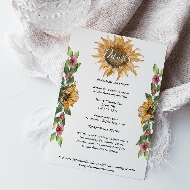 D'accompagnement Boho Sunflower Détails du Mariage Carte de boîtier (Créateur téléchargé)