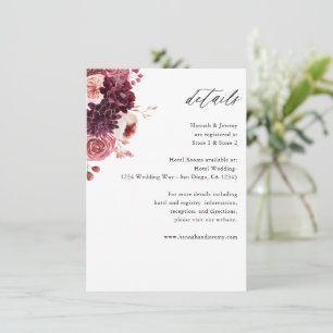 D'accompagnement Bourgogne et rose Détails Floral Carte de boîtier