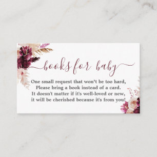 D'accompagnement Burgundy Boho baby shower fille carte livre