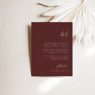 D'accompagnement Burgundy Elegant Wedding Details Carte de clôture