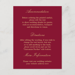D'accompagnement Burgundy Golden Beige Mariage Détails Carte