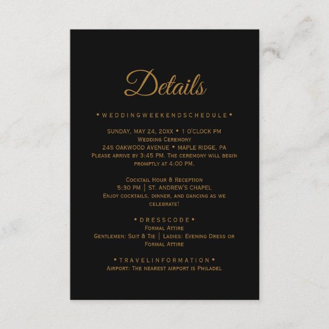 D'accompagnement Carte à détails noirs et calligraphie dorée (Devant)