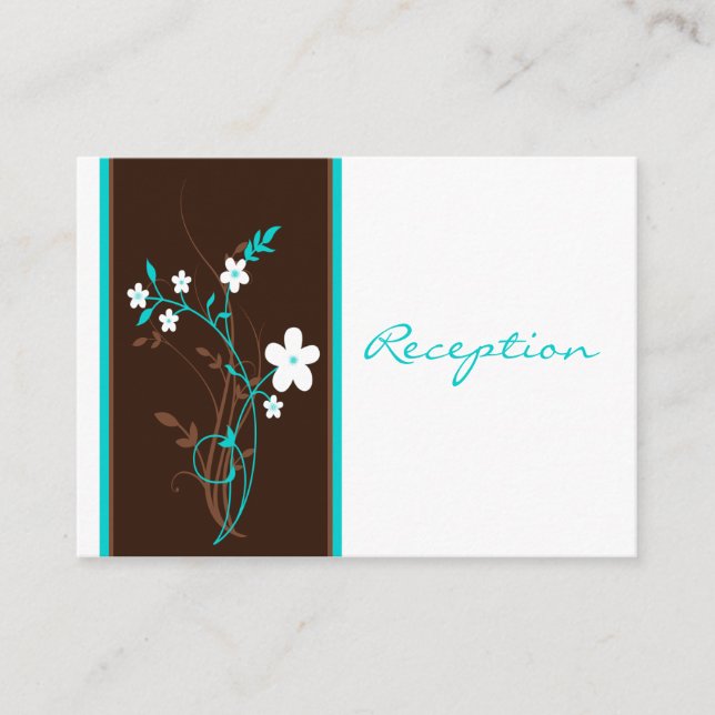 D'accompagnement Carte Aqua Brown White Floral (Devant)