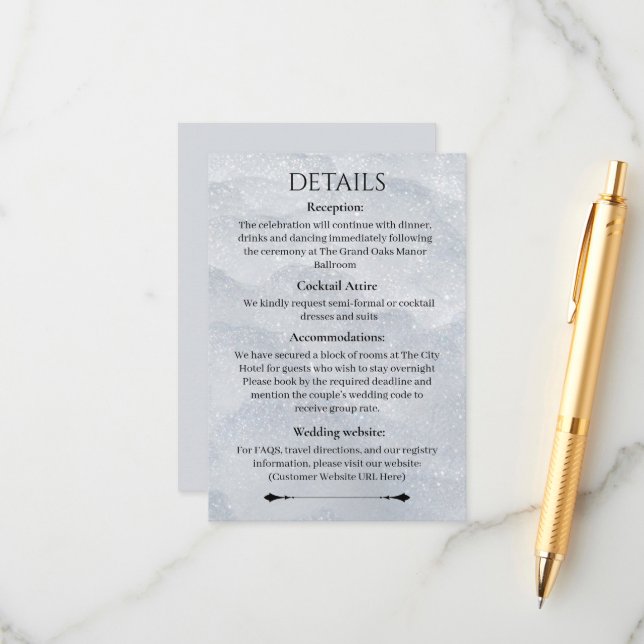 D'accompagnement Carte avec détails en filigrane scintillant (Devant/Arrière en situation)
