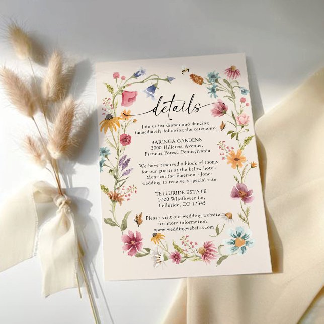 D'accompagnement Carte Boho Fleur sauvage Mariage (Créateur téléchargé)