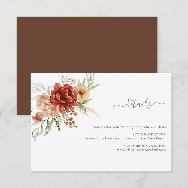 D'accompagnement Carte Boho Floral Rustique Mariage (Devant / Derrière)
