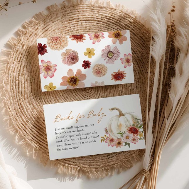 D'accompagnement Carte Boîtier de demande de Citrouille d'automne (Fall Pumpkin Floral Books for Baby Card)