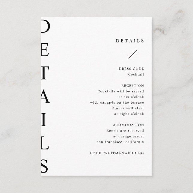 D'accompagnement carte boîtier ultra-moderne pour détails mariages (Devant)