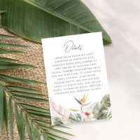 Carte Botanique Tropical Boho Mariage