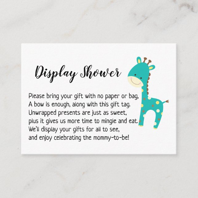 D'accompagnement Carte cadeau Baby shower écran simple, Giraffe Tur (Devant)