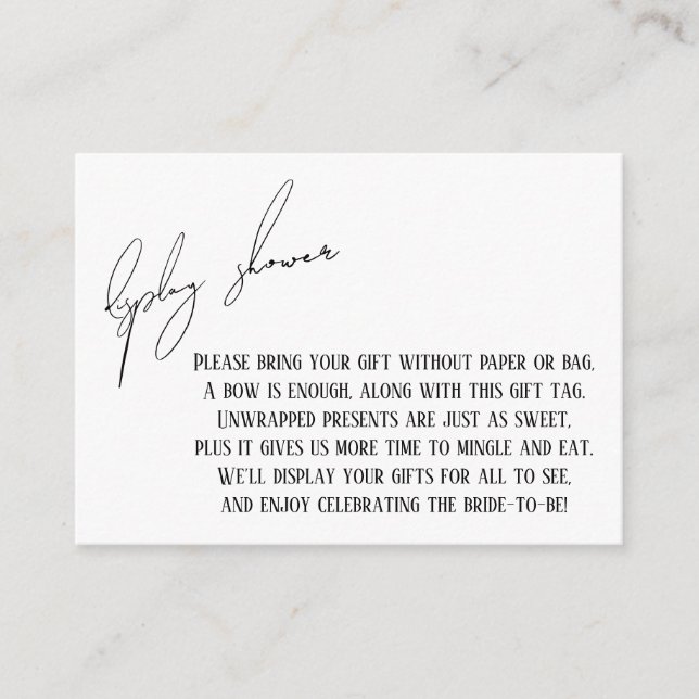 D'accompagnement Carte Cadeau de Mariée Moderne Simple pour Shower  (Devant)