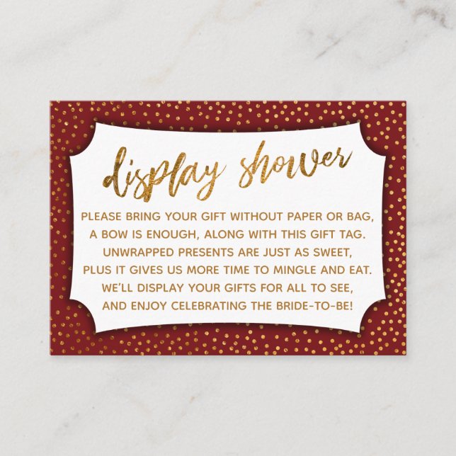 D'accompagnement Carte cadeau Deep Red & Gold Confetti Display Shoo (Devant)