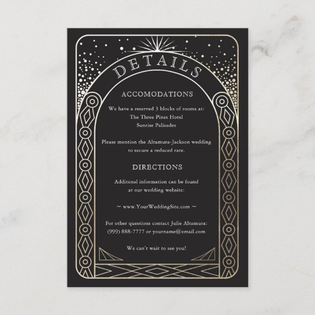 D'accompagnement Carte Celestial Union Mariage Détails (Or) (Devant)