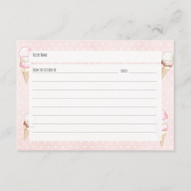 D'accompagnement Carte Crème glacée et recette rose Pois (Devant)