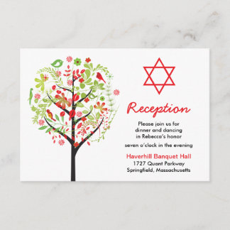 D'accompagnement Carte d'accueil Bat mitzvah rouge Arbre de vie