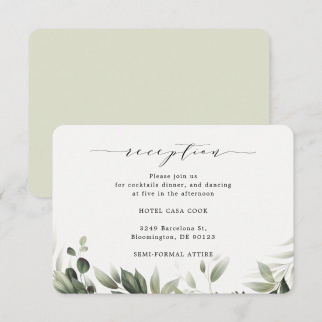 D'accompagnement Carte d'accueil Eucalyptus simple et défraîchie (Devant / Derrière)