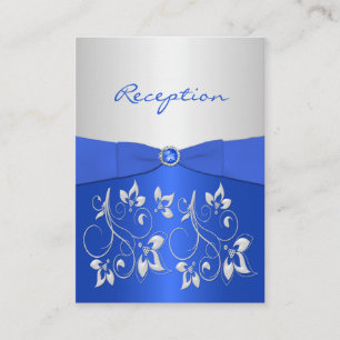 D'accompagnement Carte d'accueil florale Cobalt Blue et Silver